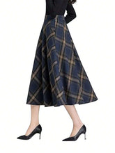 Women's Plaid Print Zippered Elegant Skirt